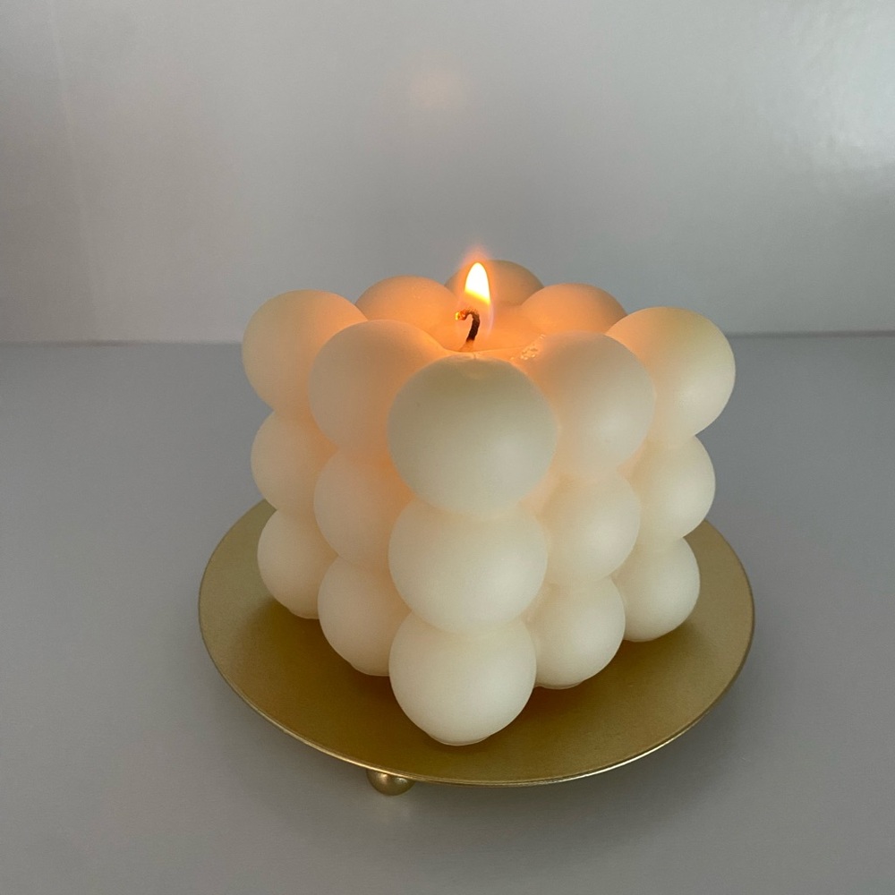 Bubble cube candle white